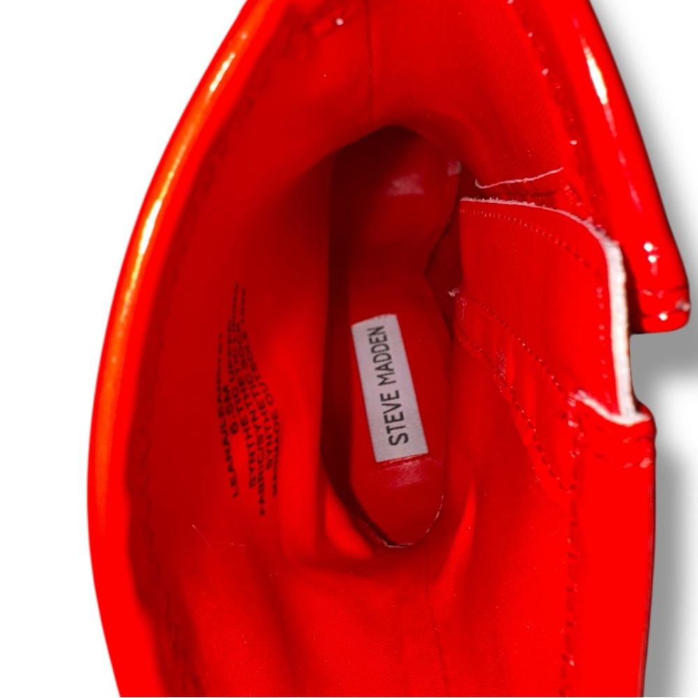 Steve Madden LEANA 6.5 Red Patent Zip Up Sock Booties Squared Toe NIB - Picture 11 of 12